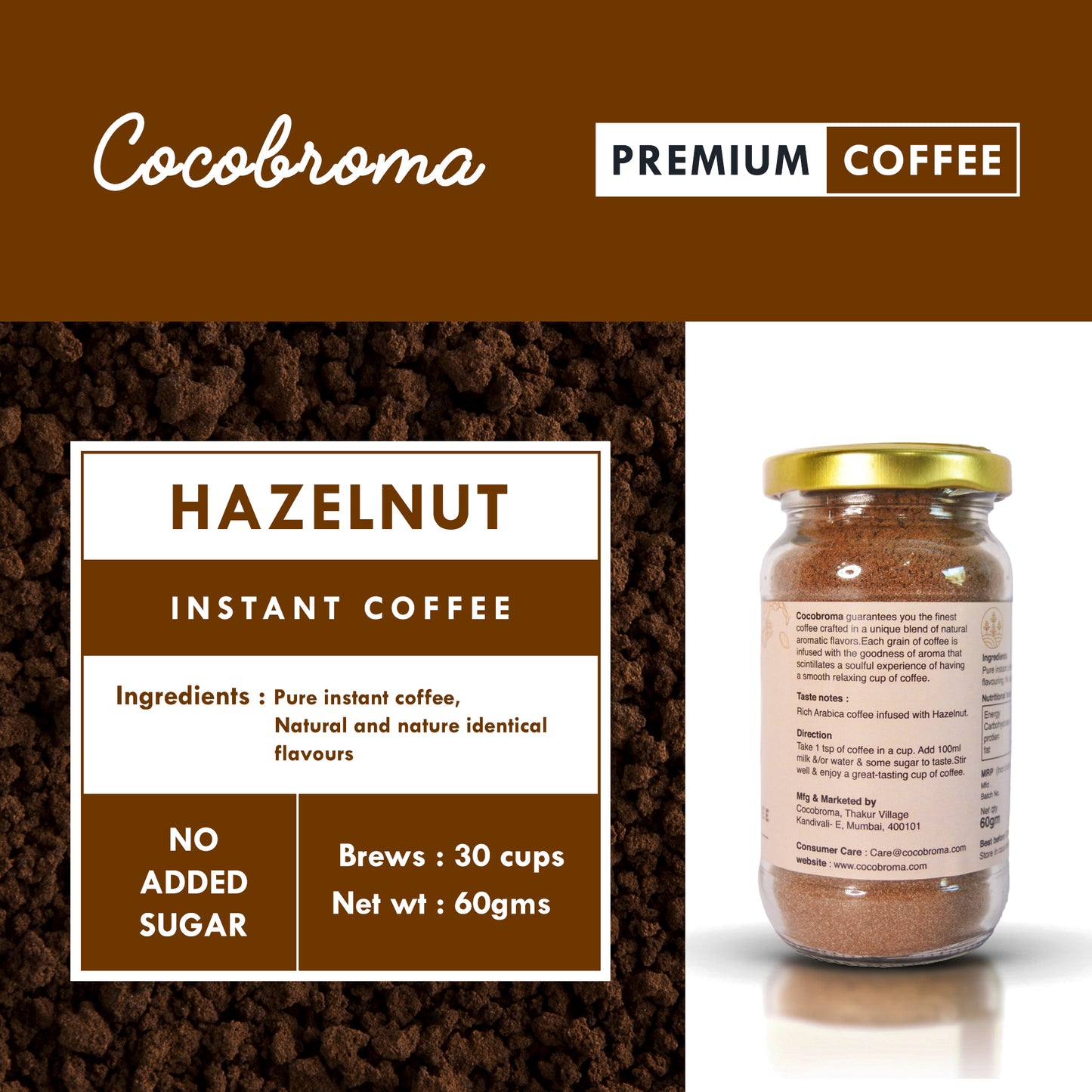 Instant Hazelnut Coffee Powder , 60 G