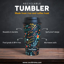 Load image into Gallery viewer, Eco friendly Cocobroma Coffee Tumbler:  Doodle Red
