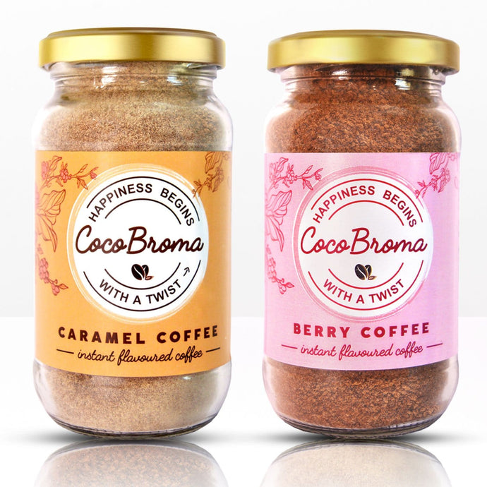 Instant Coffee Powder with Caramel & Berry, 60 G - Pack of 2 - Cocobroma