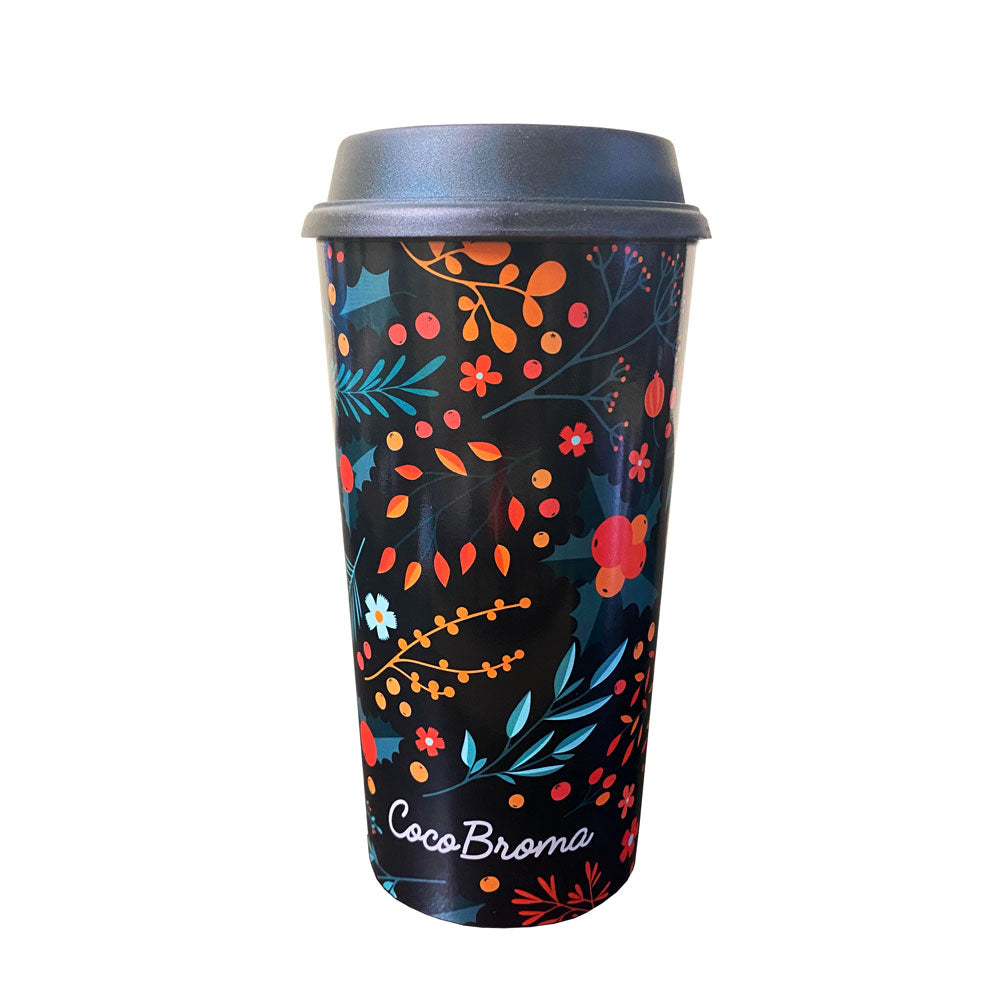 Eco friendly Cocobroma Coffee Tumbler:  Doodle Red